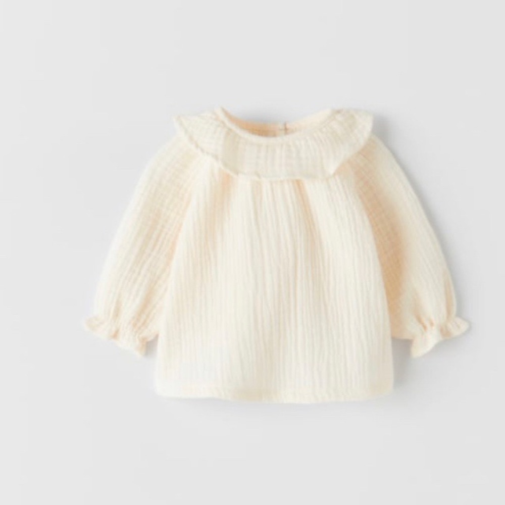 Zara Kids Textured Ruffled Shirt 1-3 months NWT